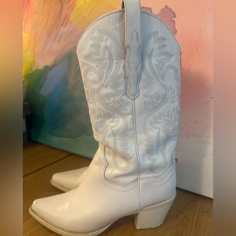 Jeffrey Campbell White Heeled Cowboy Boots‎ Dagget all white size 10 - Picture 2 of 7